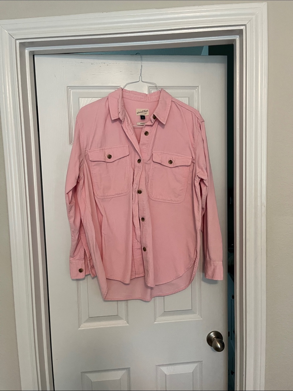 Light Pink Button-Up Shirt light corduroy